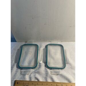 2 Snap ware lids blue clear 8x 4.5” replacement rectangle
